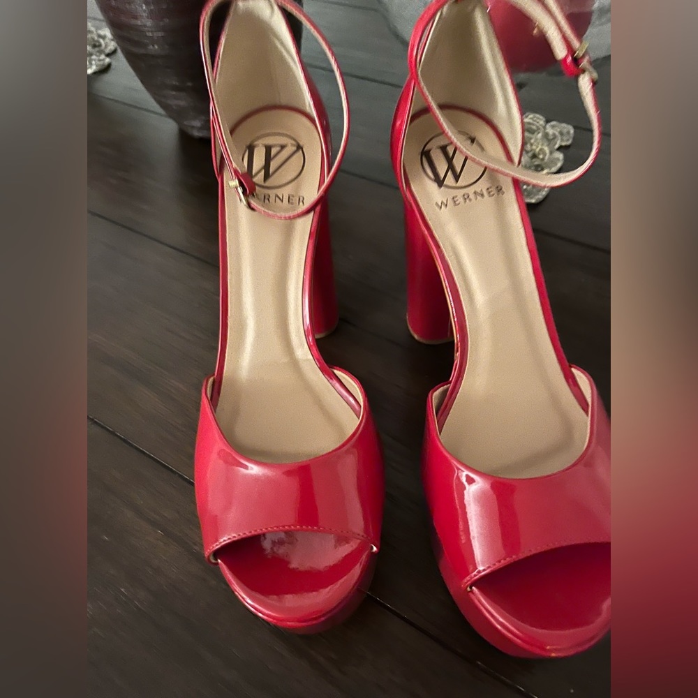 Werner Red Platform Heels - Picture 6 of 12